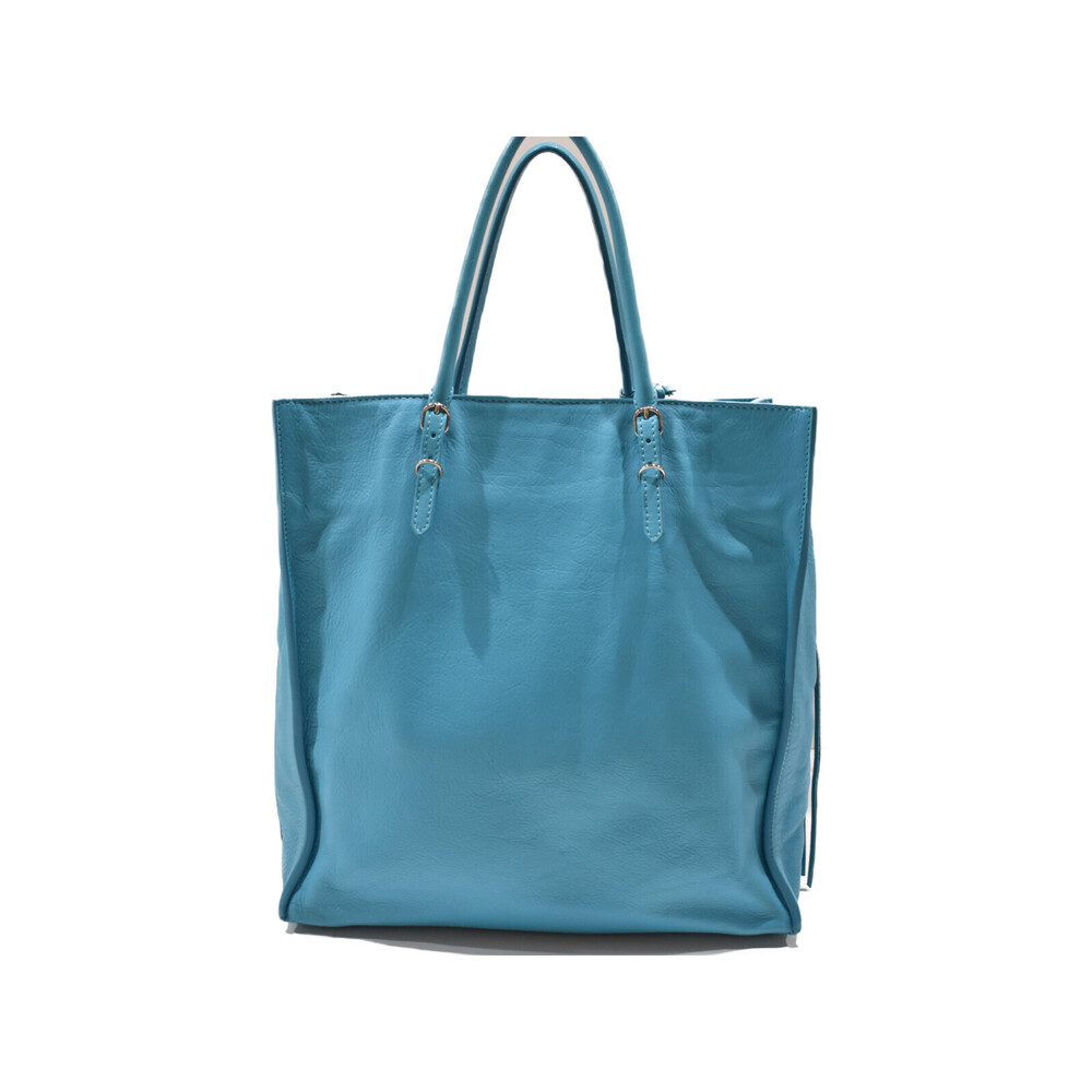 BALENCIAGA Paper Blue Leather Handbag Tote Bag - Picture 4 of 7